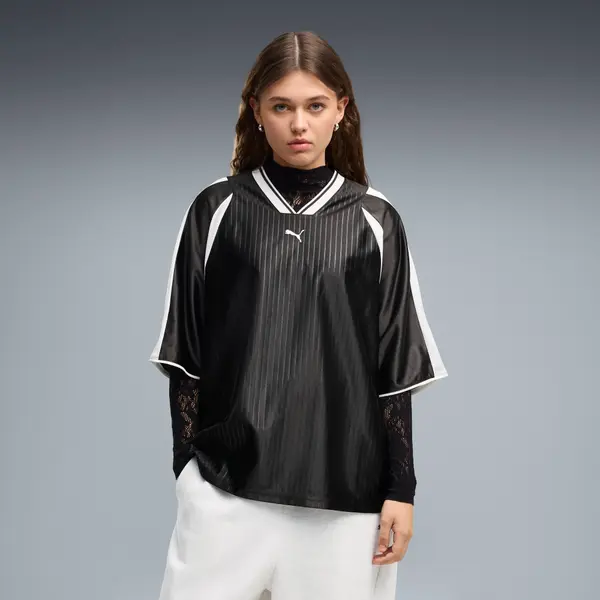 PUMA PUMA T7 Oversized Football Jersey Women, Clothing, Black, S