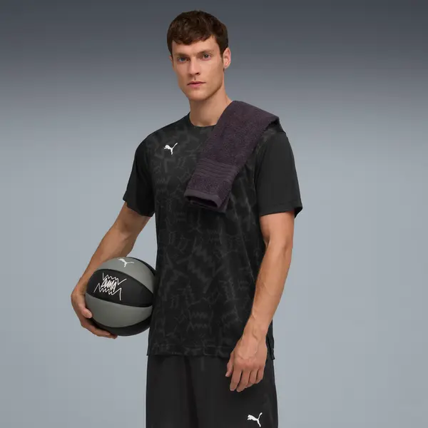 PUMA PUMA teamJAWS Graphic Short Sleeve Shooting Basketball Shirt Men, Men, Black, S