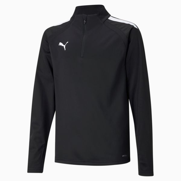 PUMA PUMA Teamliga Quarter-Zip Youth Football Top, Black/White