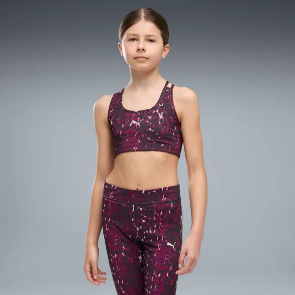 PUMA PUMA Train All Day Essentials Printed Crossover Sports Bra Youth, Clothing, Fuchsia Glow, 15-16Y