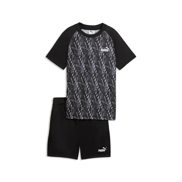 PUMA PUMA TRAIN ALL DAY Essentials Printed Tee and Shorts Set Youth, Shop, Black, 15-16Y