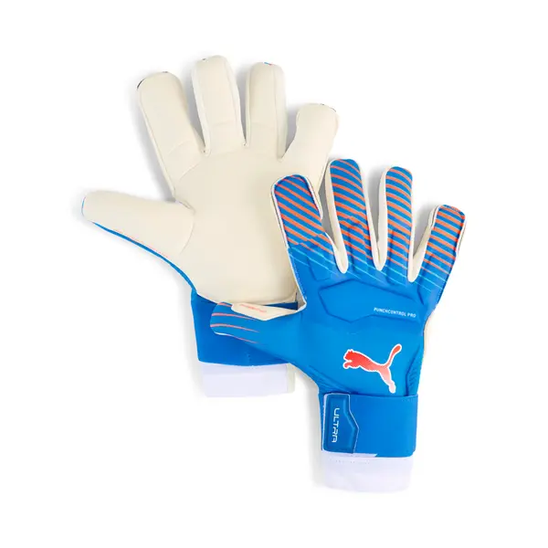 PUMA PUMA ULTRA Ultimate Hybrid Goalkeeper Gloves, Accessories, Ultra Blue/Glowing Red, 9.5