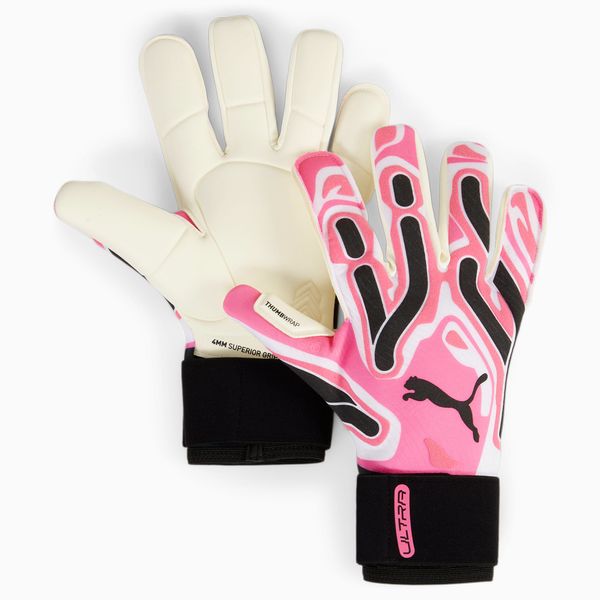 PUMA PUMA Ultra Ultimate Hybrid Goalkeeper Gloves, Poison Pink/White/Black