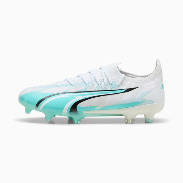 PUMA PUMA Ultra Ultimate Rush FG/AG Women's Football Boots, White/Elektro Aqua/Black