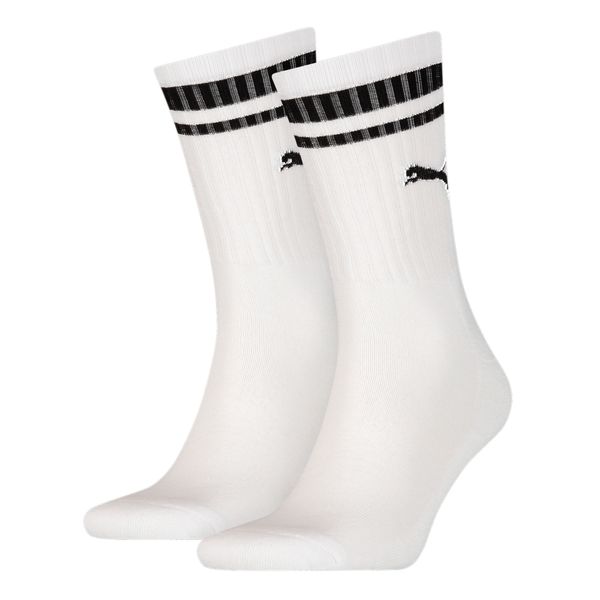 PUMA Puma Unisex Crew Shirt Heritage Stripe Socks 2 Pack, White, Size 39-42, Clothing