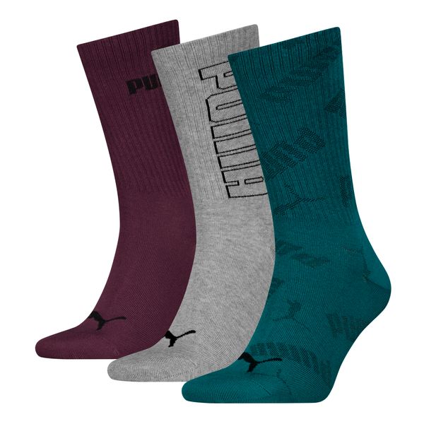 PUMA Puma Unisex Crew Shirt Socks 3 pack, Green, Size 35-38, Clothing