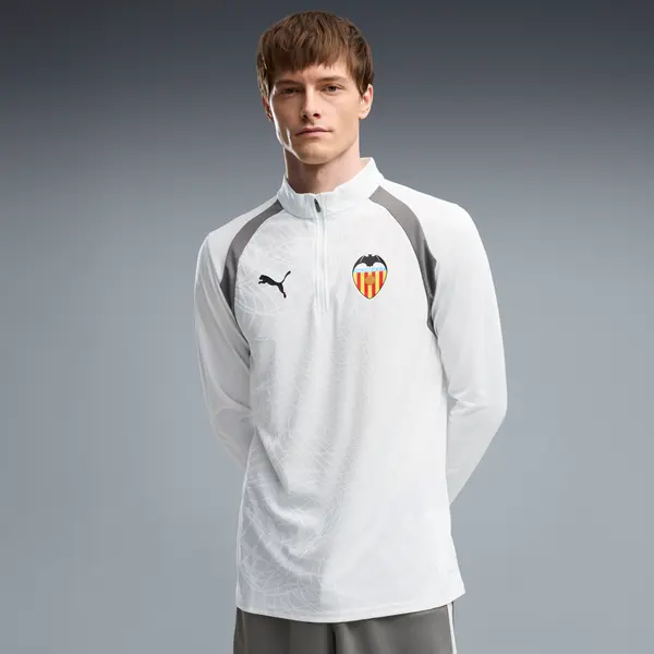 PUMA PUMA Valencia CF Quarter-Zip Training Top Men, Men, White/Flat Medium Gray, S