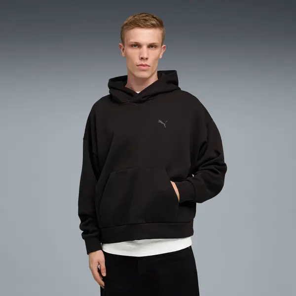 PUMA PUMA Wardrobe Essentials Boxy Fleece Hoodie Men, Clothing, Black, S