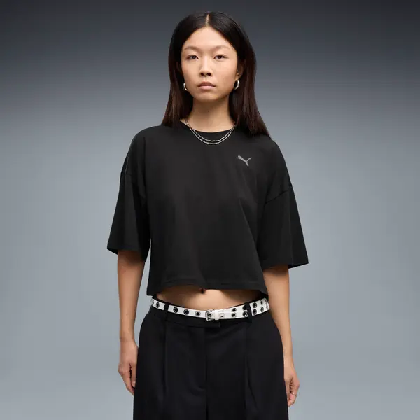 PUMA PUMA WARDROBE Essentials Oversized Short Tee Women, Clothing, Black, S