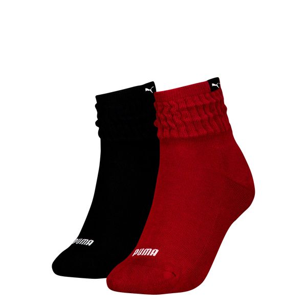 PUMA PUMA Women's Classic Short Slouch Socks 2 Pack, Red Combo