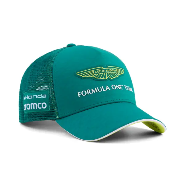 PUMA PUMA x ASTON MARTIN ARAMCO F1® TEAM Replica Stroll Trucker Cap, Motorsport, Green Lux, OSFA