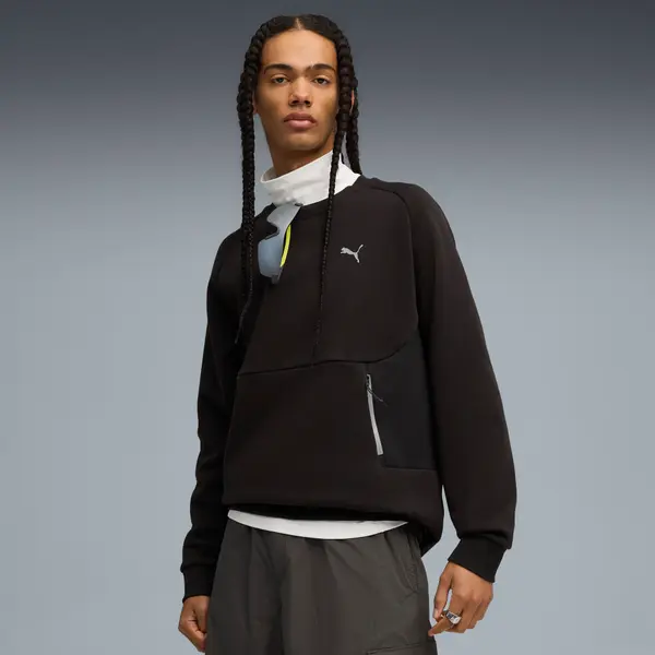 PUMA PUMATECH Relaxed Crew Sweat Men, Clothing, Black, S