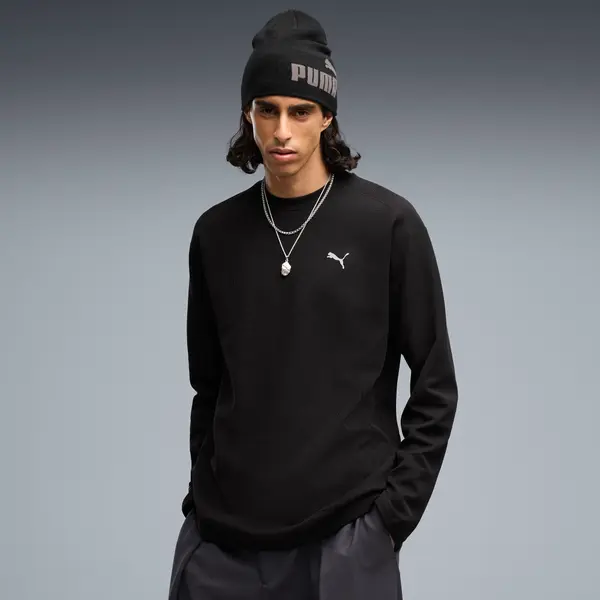 PUMA PUMATECH Relaxed Waffle Long Sleeve Tee Men, Clothing, Black, S