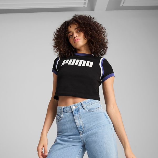 PUMA Women's FUTURE.Puma.ARCHIVE Graphic Baby T-Shirt, Black, Size M, Clothing