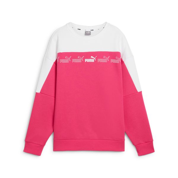 PUMA Women's Puma Around the Block Crew Neck Sweatshirt, Pink, Size L, Clothing