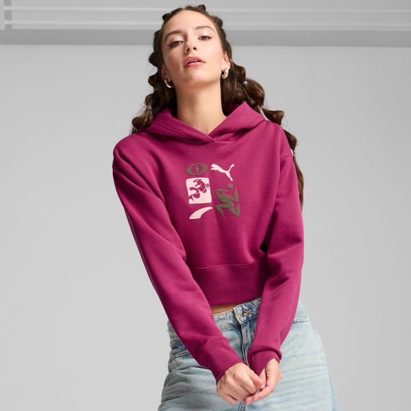 PUMA Women's Puma CLASSICS Artisanal Hoodie, Pink, Size XL, Clothing