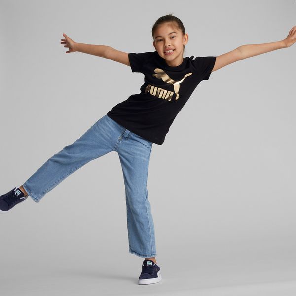 PUMA Women's Puma Classics Logo Tee Youth, Black, Size 4-5Y, Clothing
