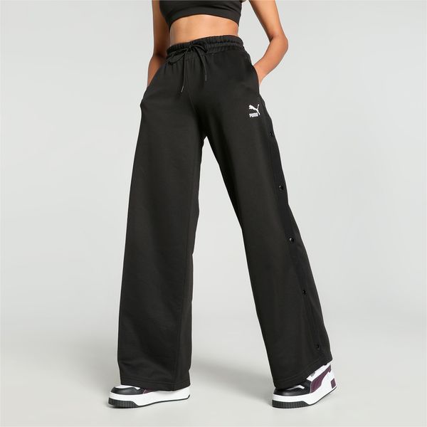 PUMA Women's Puma CLASSICS Popper Pants, Black, Size XL, Clothing