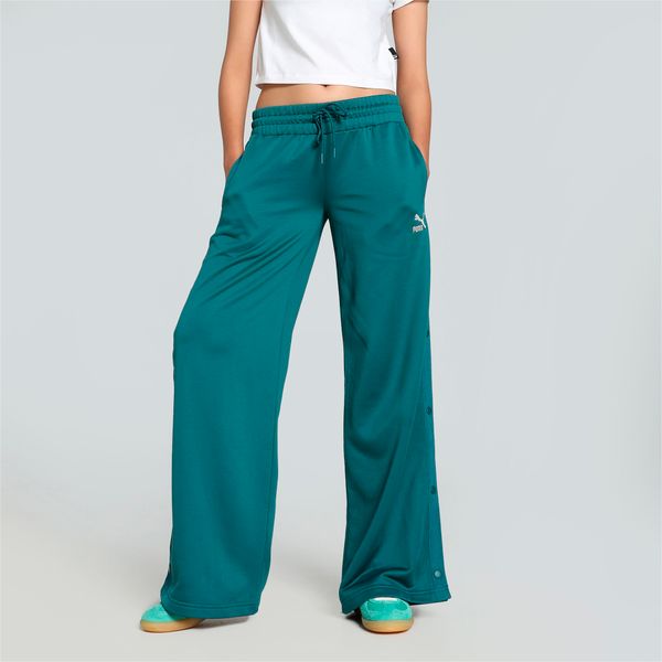 PUMA Women's Puma CLASSICS Popper Pants, Green, Size XS, Clothing