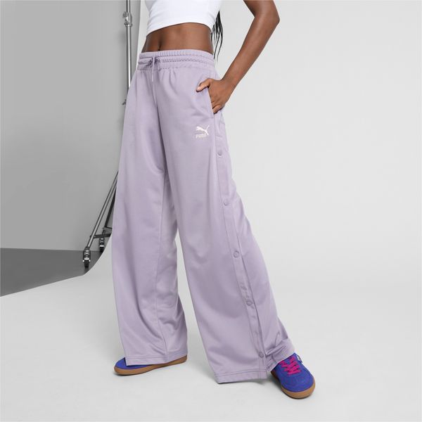 PUMA Women's Puma CLASSICS Popper Pants, Purple, Size M, Clothing