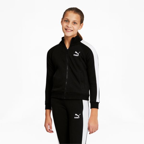 PUMA Women's Puma Classics T7 Track Jacket Youth, Black, Size 11-12Y, Clothing