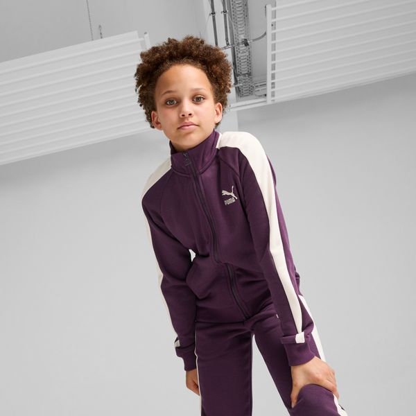 PUMA Women's Puma Classics T7 Track Jacket Youth, Purple, Size 11-12Y, Clothing