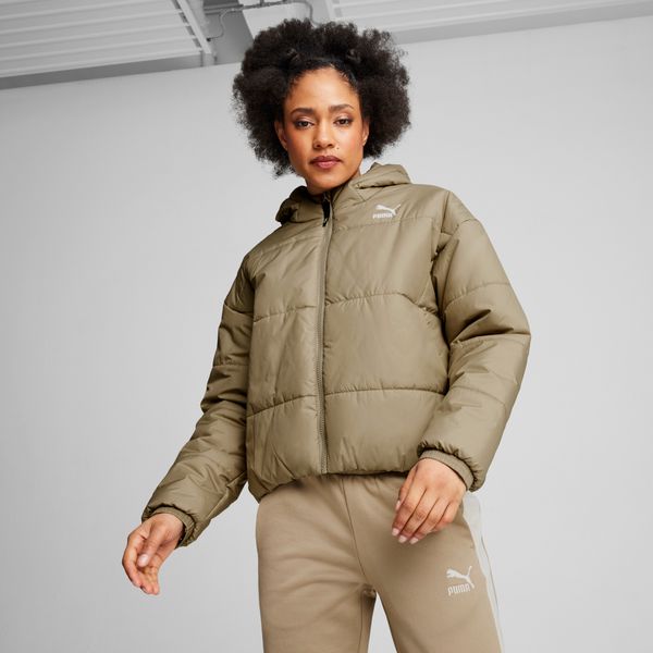 PUMA Women's Puma Classics's Padded Jacket, Beige, Size XL, Clothing