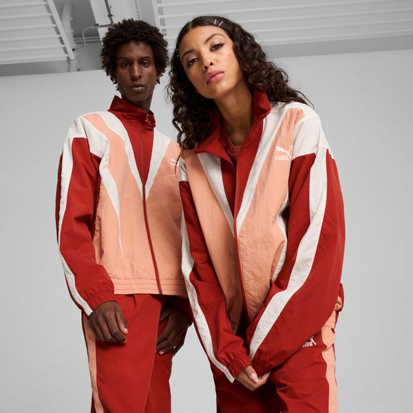 PUMA Women's PUMA Club De Course Track Jacket Unisex, Deeva Peach/Mars Red