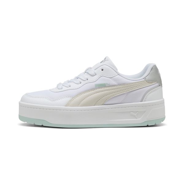 PUMA Women's Puma Court Lally Skye Aqua Metallics Sneakers, White, Size 39, Shoes