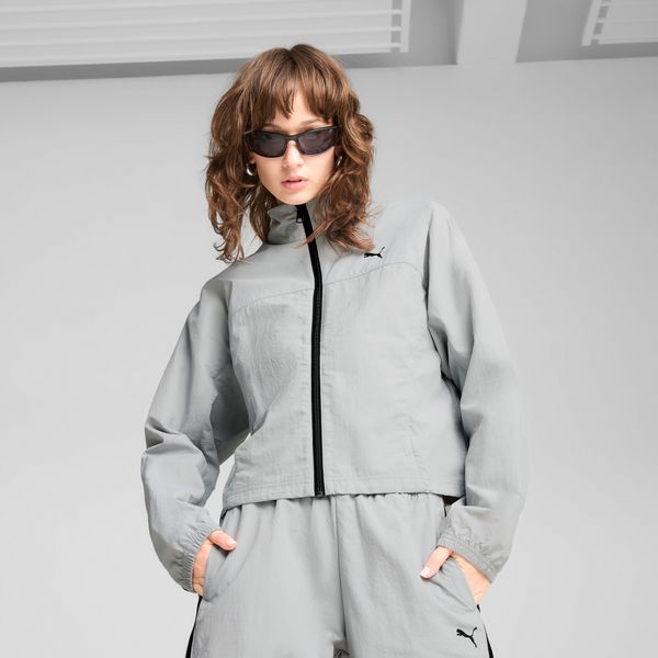 PUMA Women's Puma DARE TO Oversized Zip-Off Woven Jacket, Gray, Size L, Clothing
