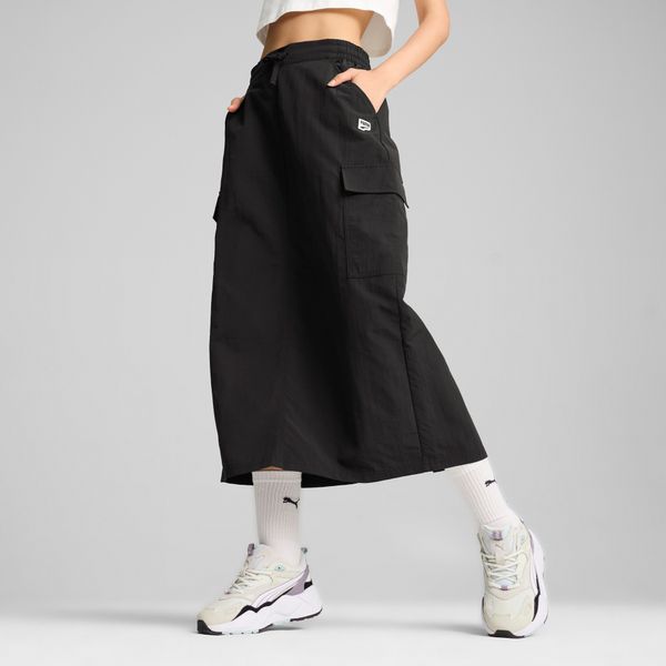 PUMA Women's Puma DOWNTOWN Cargo Midi Skirt, Black, Size S, Clothing