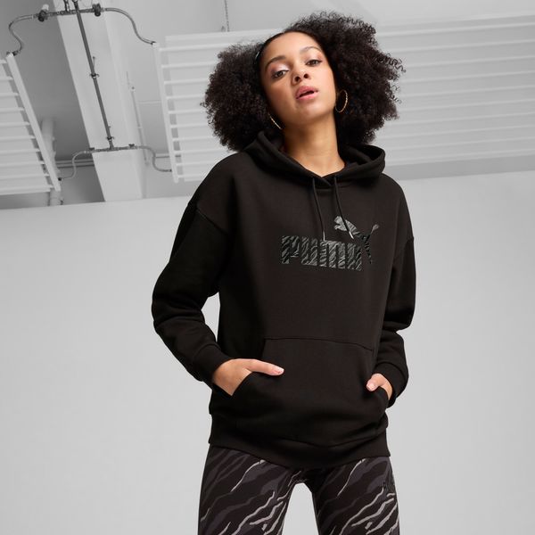 PUMA Women's Puma ESS+ ANIMAL Hoodie, Black, Size S, Clothing