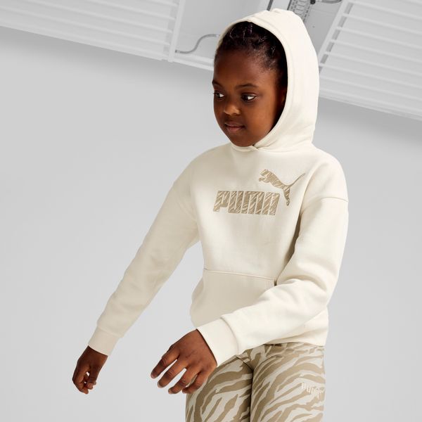 PUMA Women's Puma ESS+ ANIMAL Hoodie Youth, White, Size 9-10Y, Clothing