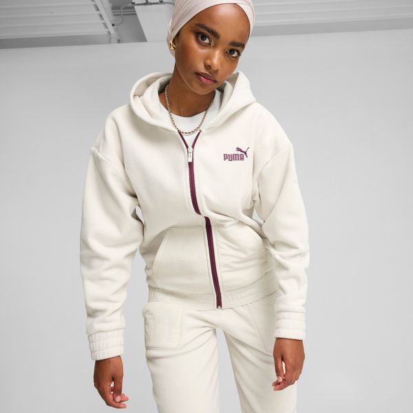 PUMA Women's Puma ESS ELEVATED Full-Zip Hoodie, White, Size XS, Women