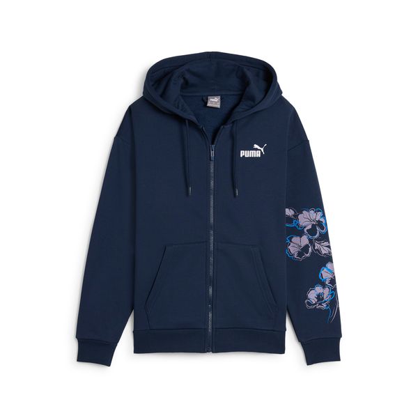 PUMA Women's Puma ESS+ FLORAL VIBES Full-Zip Hoodie, Blue, Size S, Clothing