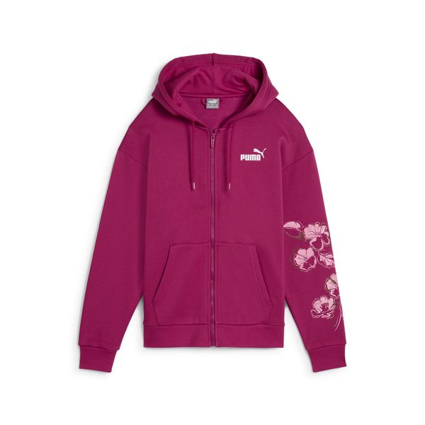 PUMA Women's Puma ESS+ FLORAL VIBES Full-Zip Hoodie, Pink, Size S, Clothing