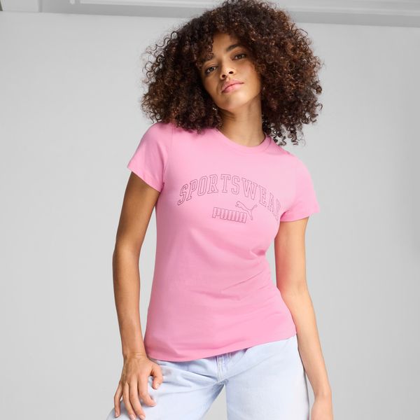 PUMA Women's Puma ESS+ LOGO LAB T-Shirt, Pink, Size M, Clothing