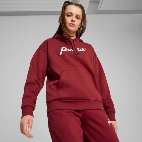 PUMA Women's Puma ESS+ Script Hoodie, Red, Size M, Clothing