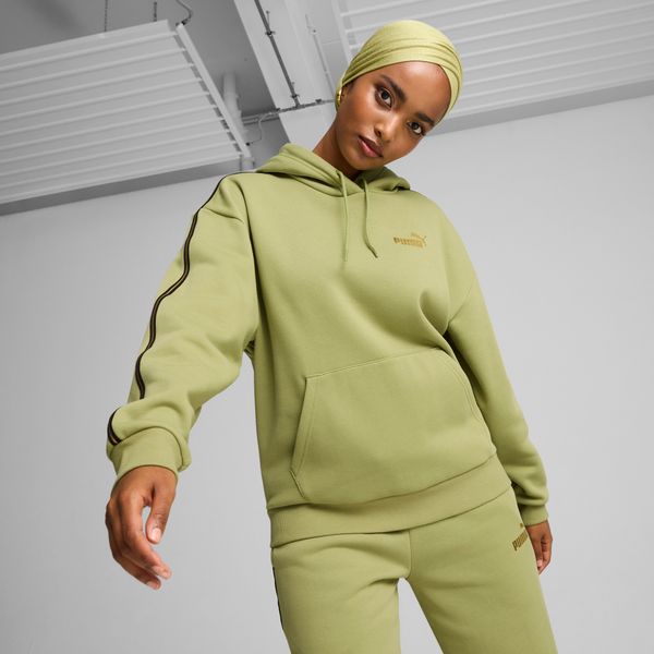 PUMA Women's Puma ESS TAPE MINIMAL GOLD Hoodie, Green, Size XL, Clothing