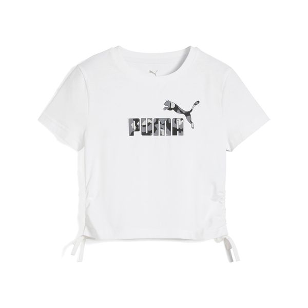 PUMA Women's Puma Essentials Animal Logo Infill Knotted Tee Youth, White, Size 9-10Y, Shop
