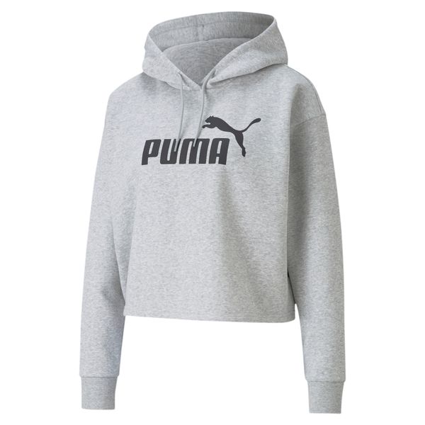 PUMA Women's Puma Essentials Cropped Logo Hoodie, Gray, Size 3XL, Clothing