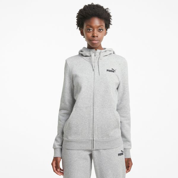 PUMA Women's Puma Essentials Full-Zip Hoodie, Gray, Size L, Clothing