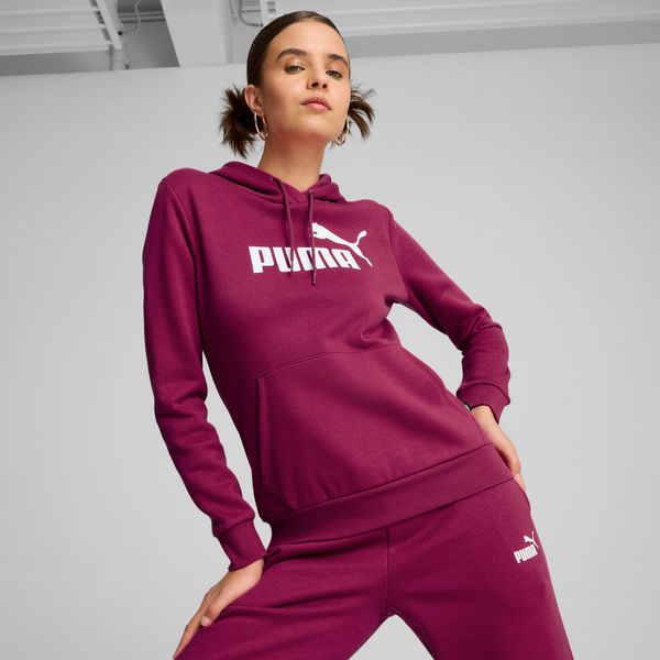 PUMA Women's Puma Essentials Logo FL Hoodie, Pink, Size XL, Clothing