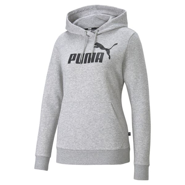 PUMA Women's Puma Essentials Logo Hoodie, Gray, Size XL, Clothing