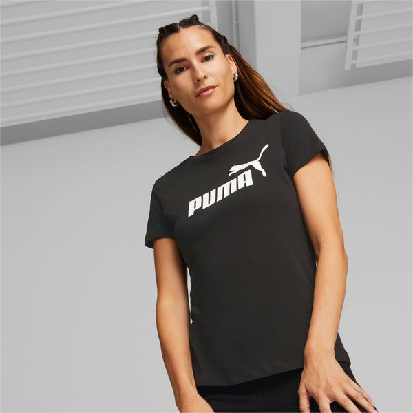 PUMA Women's Puma Essentials Logo T-Shirt, Black, Size M, Clothing