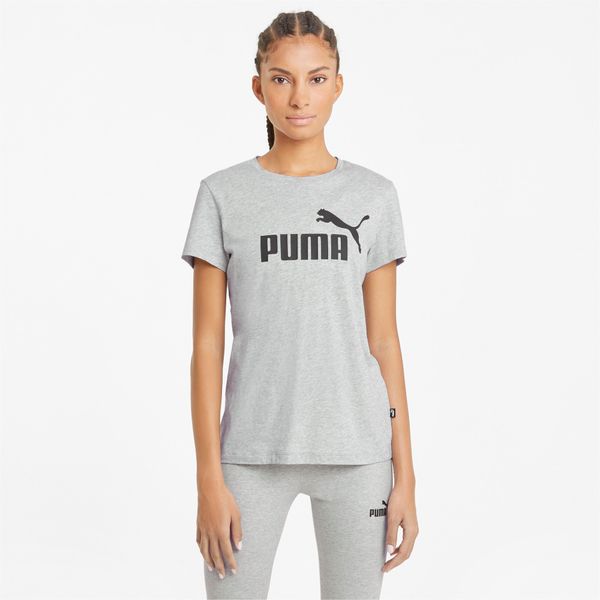 PUMA Women's Puma Essentials Logo T-Shirt, Gray, Size M, Clothing