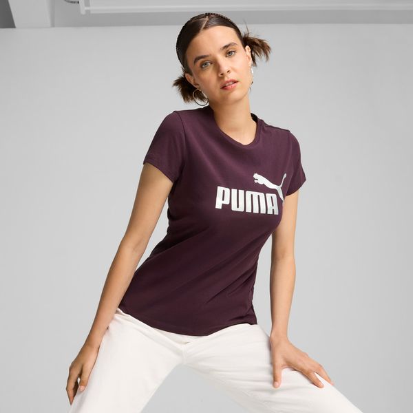 PUMA Women's Puma Essentials+ Metallic Logo T-Shirt, Purple, Size S, Clothing