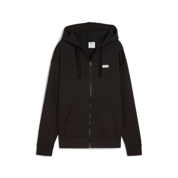 PUMA Women's Puma Essentials Small Logo Full-Zip Hoodie, Black, Size XS, Clothing