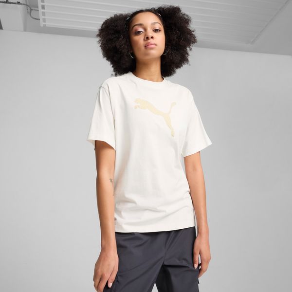 PUMA Women's Puma HER Graphic T-Shirt, Gray, Size L, Clothing