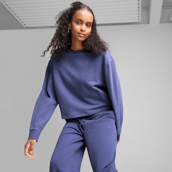 PUMA Women's Puma HER Relaxed Crew, Blue, Size XS, Clothing